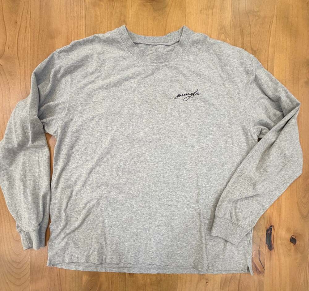 Youngla Long Sleeve Shirt Size Large Gray Cotton